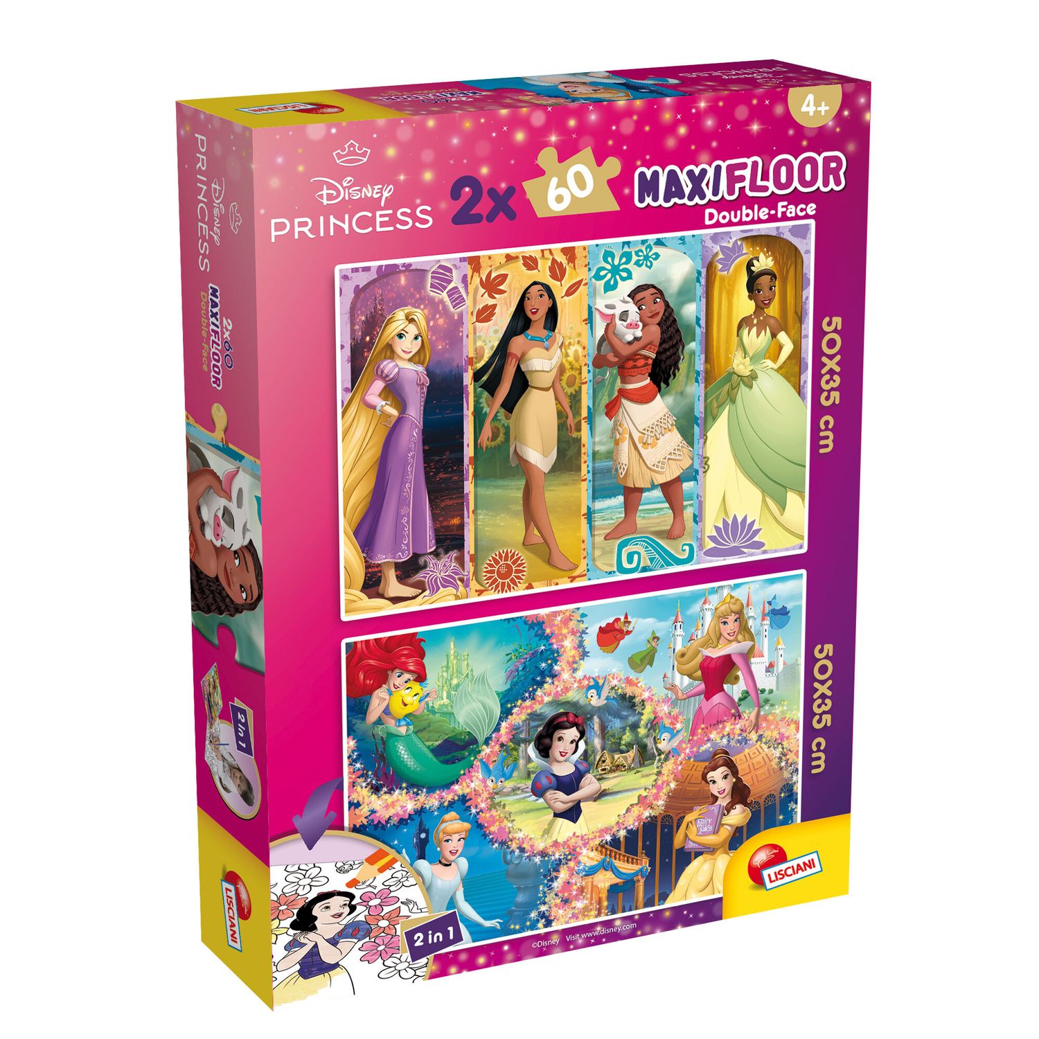 Puzzle df maxi floor 2x60 princess – due puzzle disney con le principesse più amate - DISNEY PRINCESS, LISCIANI