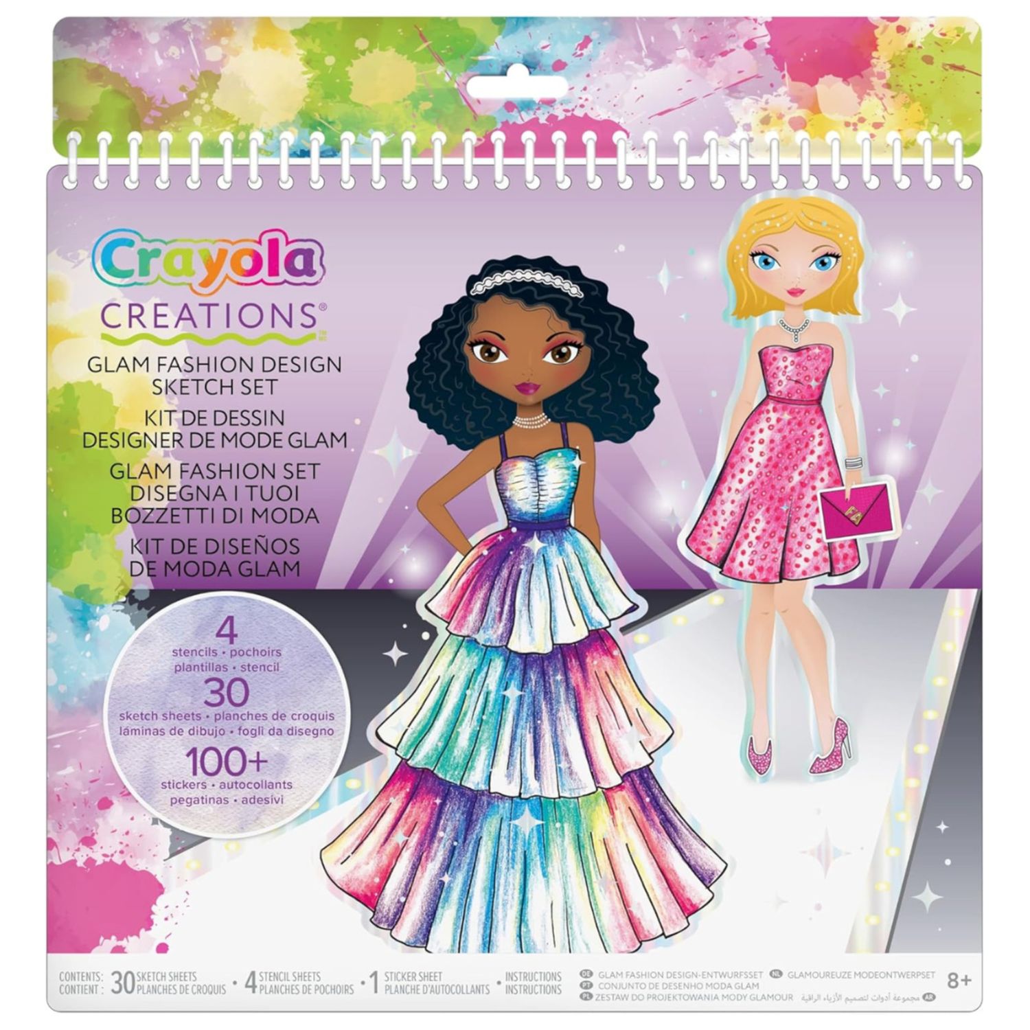 Crayola creations glam fashion super set – disegna la tua collezione di moda | set creativo con stencil e stickers per bambine 8+ - CRAYOLA