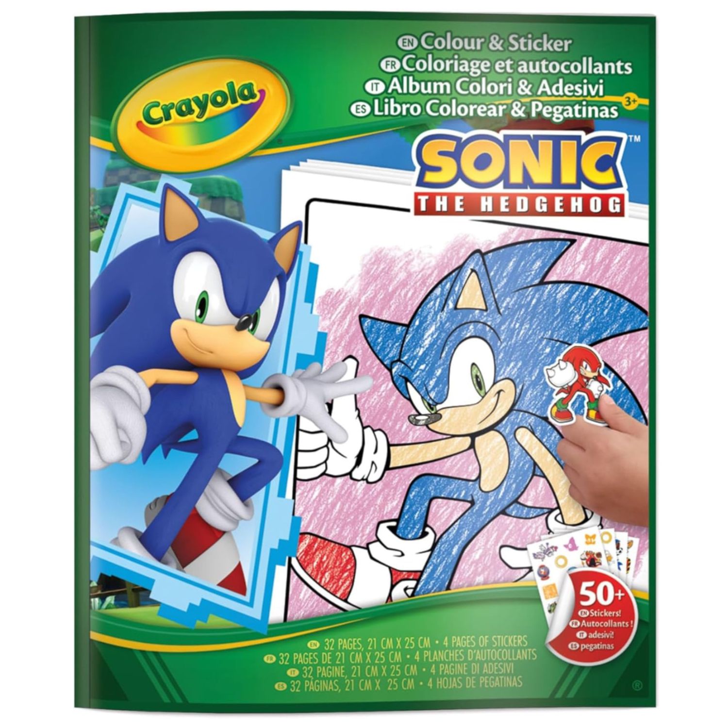 Crayola, album da colorare con sticker sonic, 32 pagine e 4 fogli di adesivi inclusi, 04-0898 - CRAYOLA