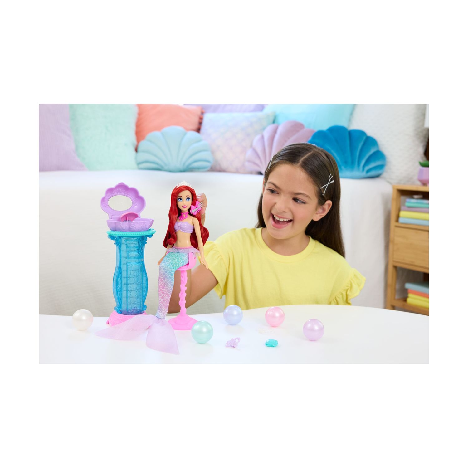 Mattel disney princess - ariel e la specchiera magica, set bambola con coda da sirena rimovibile e specchiera - DISNEY PRINCESS