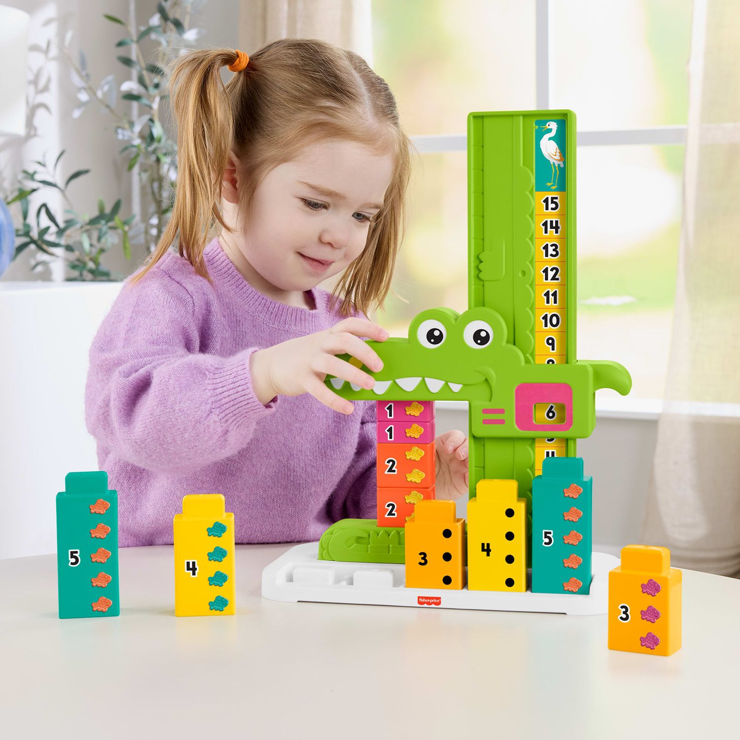 Fisher-price - coccodrillo conta e somma, set educativo con 10 blocchi impilabili - FISHER-PRICE