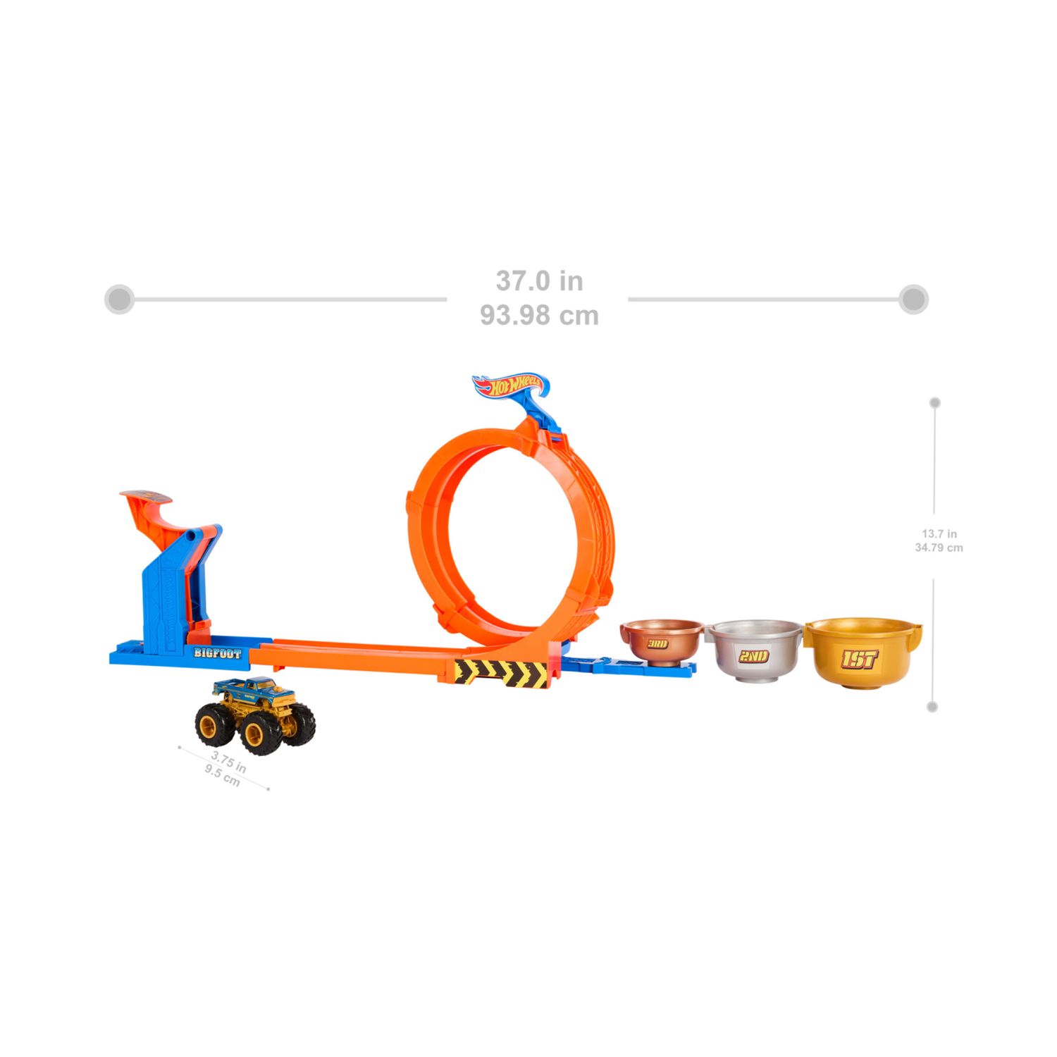 Hot wheels monster trucks - sfida trofeo gira e capovolgi, playset con 2 modalità di gioco, pista e truck incluso - Hot Wheels