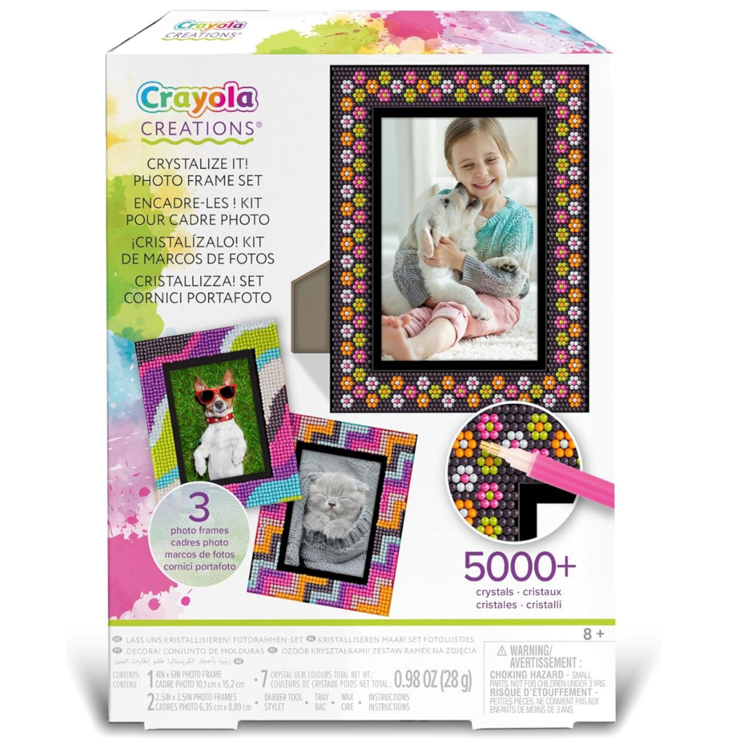 Crayola creations - set cornici portafoto personalizzabili con cristalli colorati, attività creativa e regalo per bambine, da 8 anni - CRAYOLA