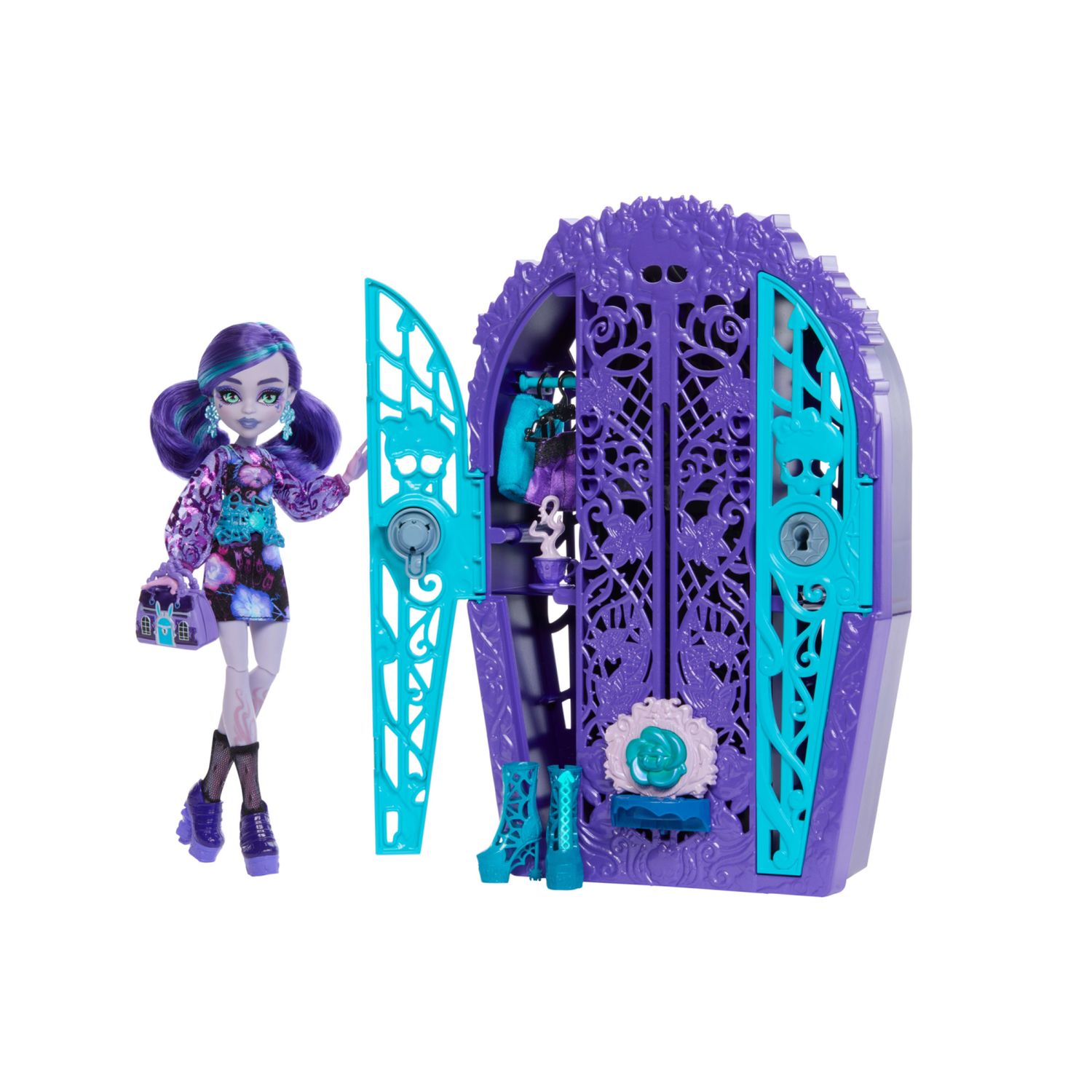 Monster high - twyla e i misteri in giardino, set con bambola e guardaroba, 19 accessori e abiti inclusi - Monster High