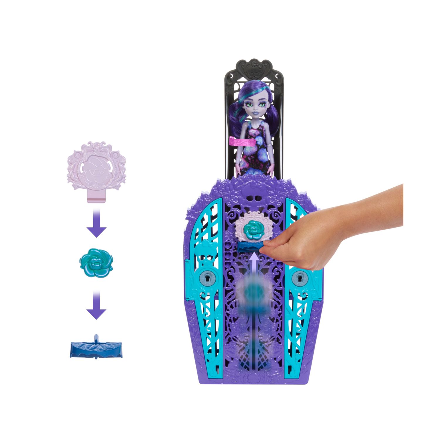 Monster high - twyla e i misteri in giardino, set con bambola e guardaroba, 19 accessori e abiti inclusi - Monster High