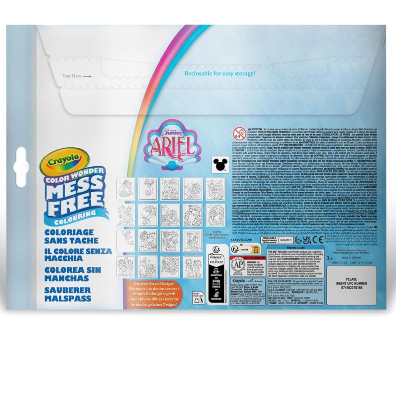 Color wonder, ariel set con 18 pagine da colorare e 4 pennarelli - CRAYOLA
