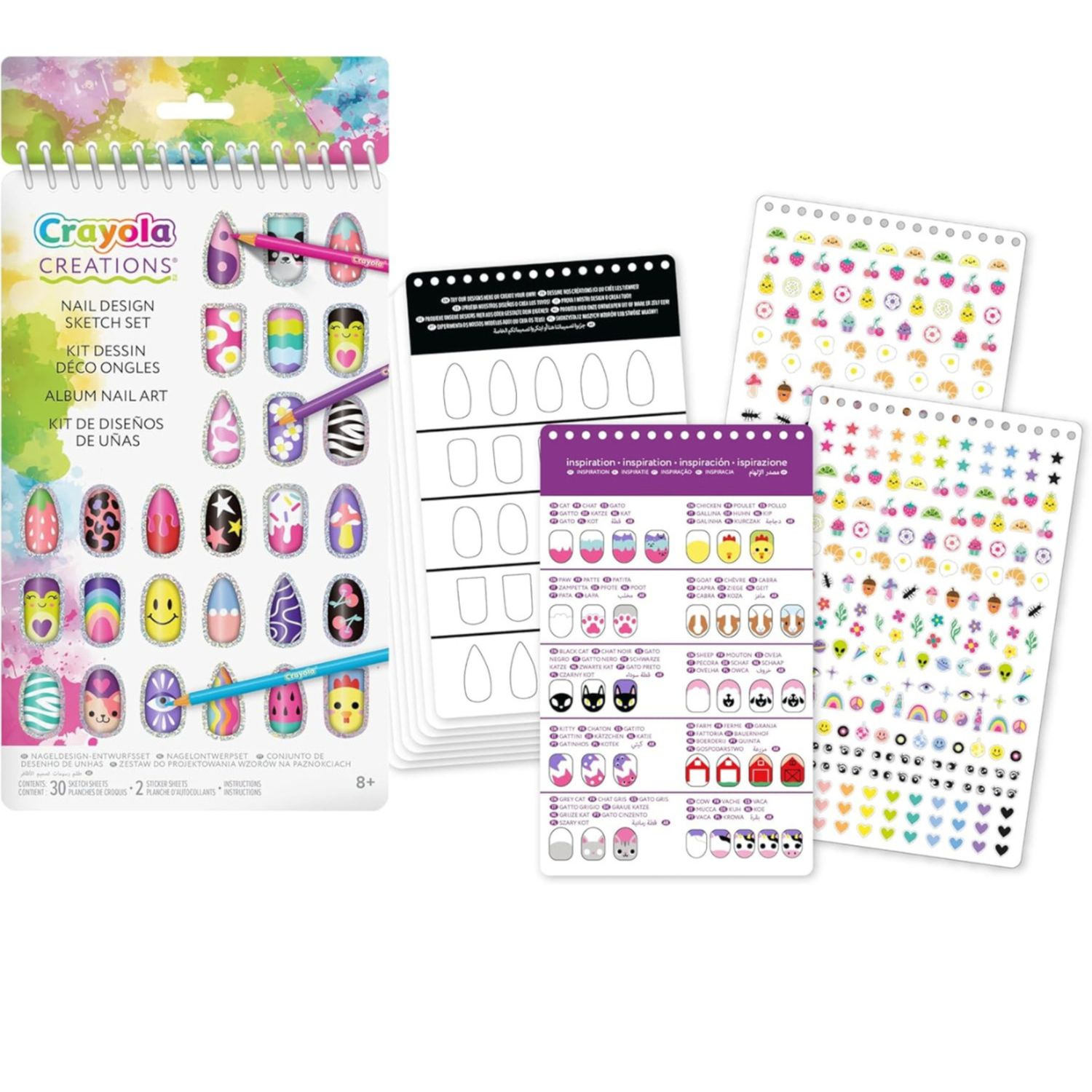 Crayola creations - nail art album, set da disegno con stickers per creare bozzetti di unghie, 04-1275 - CRAYOLA