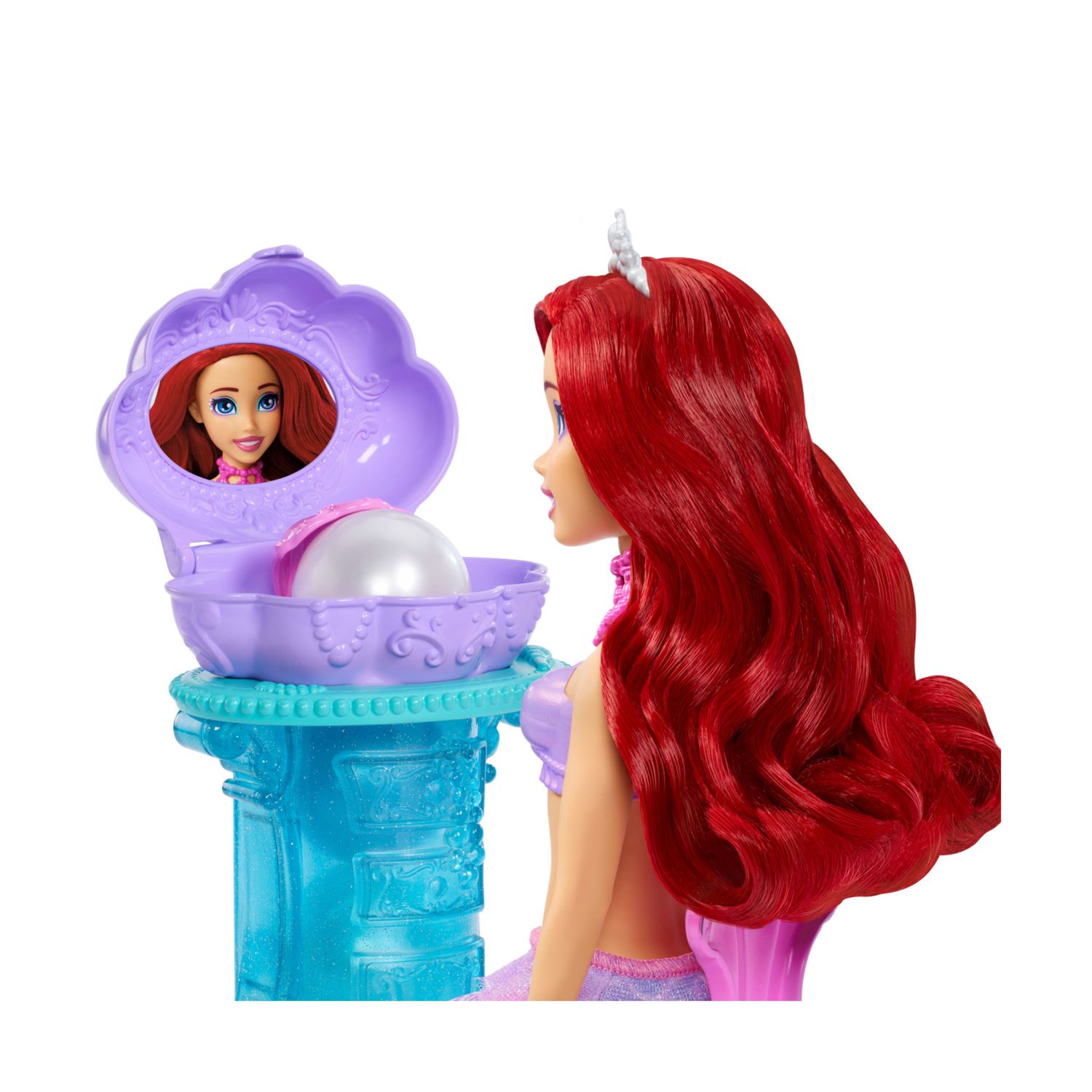Mattel disney princess - ariel e la specchiera magica, set bambola con coda da sirena rimovibile e specchiera - DISNEY PRINCESS
