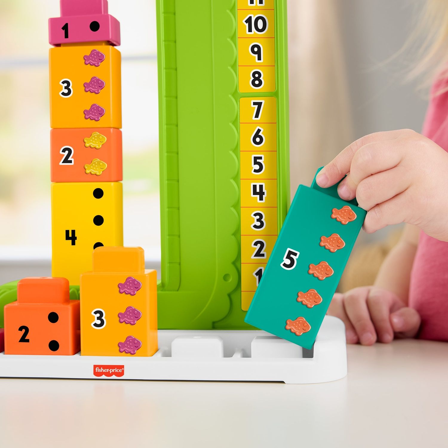 Fisher-price - coccodrillo conta e somma, set educativo con 10 blocchi impilabili - FISHER-PRICE