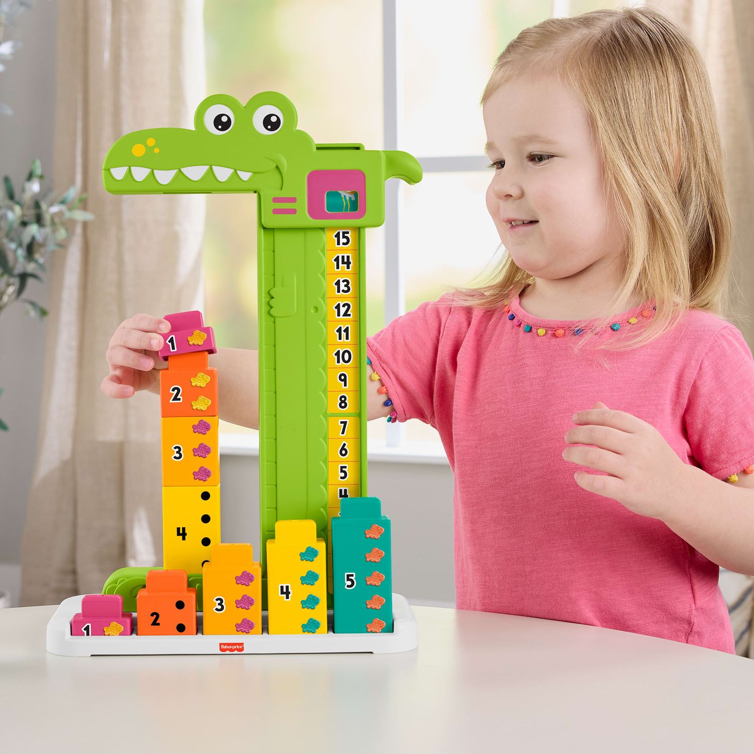 Fisher-price - coccodrillo conta e somma, set educativo con 10 blocchi impilabili - FISHER-PRICE