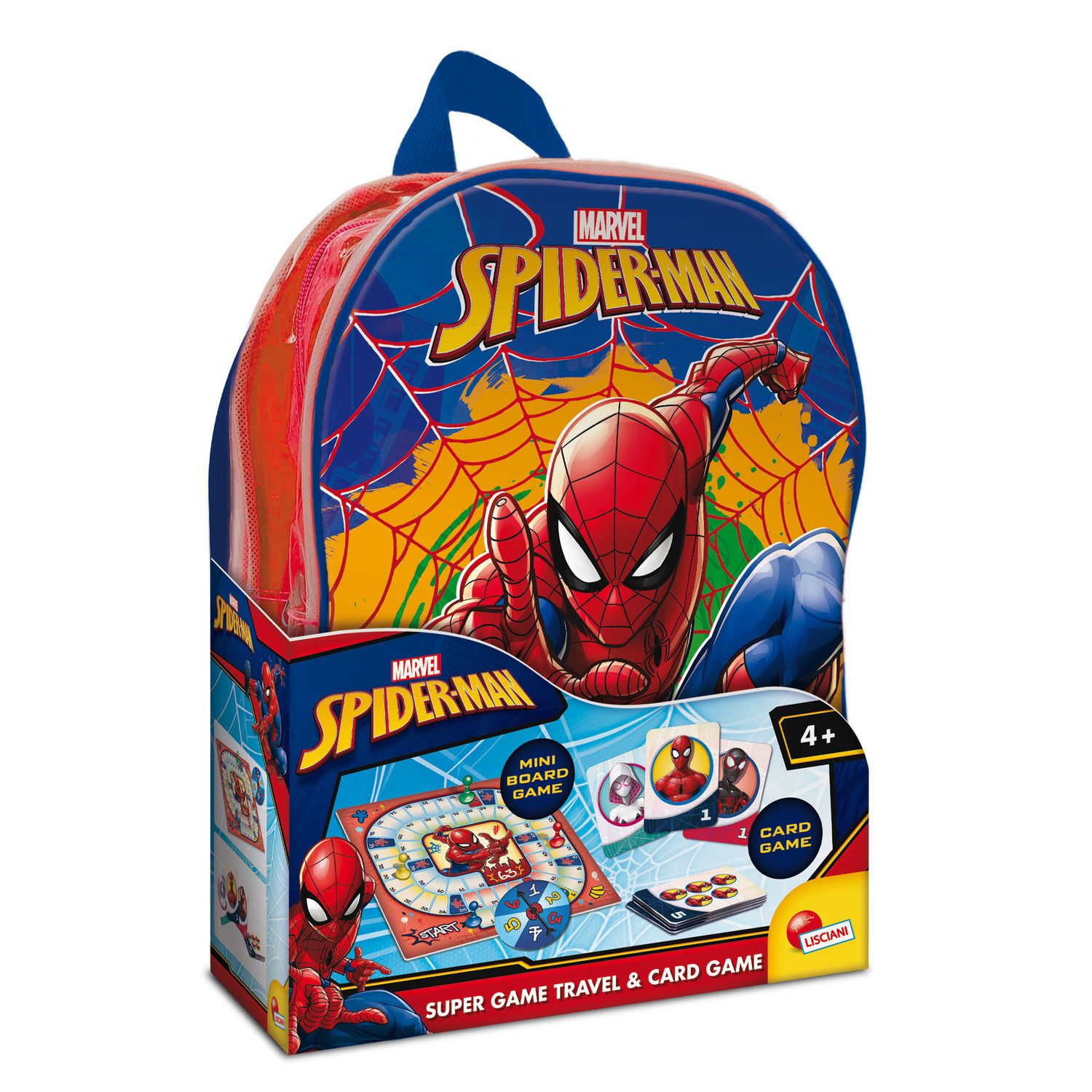 Spider-man super game travel & card game – zaino con gioco da tavolo e carte - LISCIANI, Spiderman