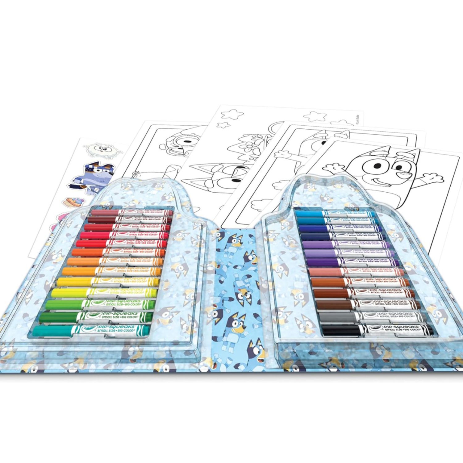 Crayola - valigetta colori & adesivi bluey, set con pennarelli, pagine da colorare, adesivi, 45 pezzi, regalo creativo per bambini, da 5 anni, 04-0784 - CRAYOLA