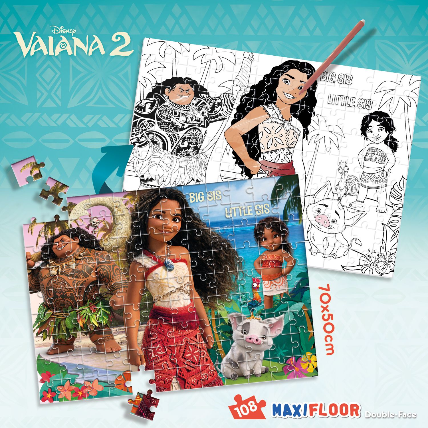 Puzzle df maxi floor 108 oceania 2 – puzzle disney da pavimento con vaiana e amici - LISCIANI, Disney