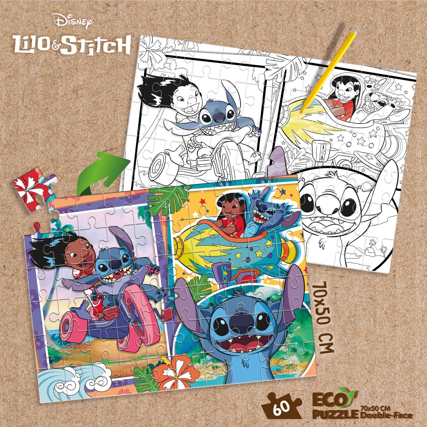 Eco-puzzle df 60 stitch – puzzle ecologico con il tenero alieno disney - LISCIANI, Disney Stitch