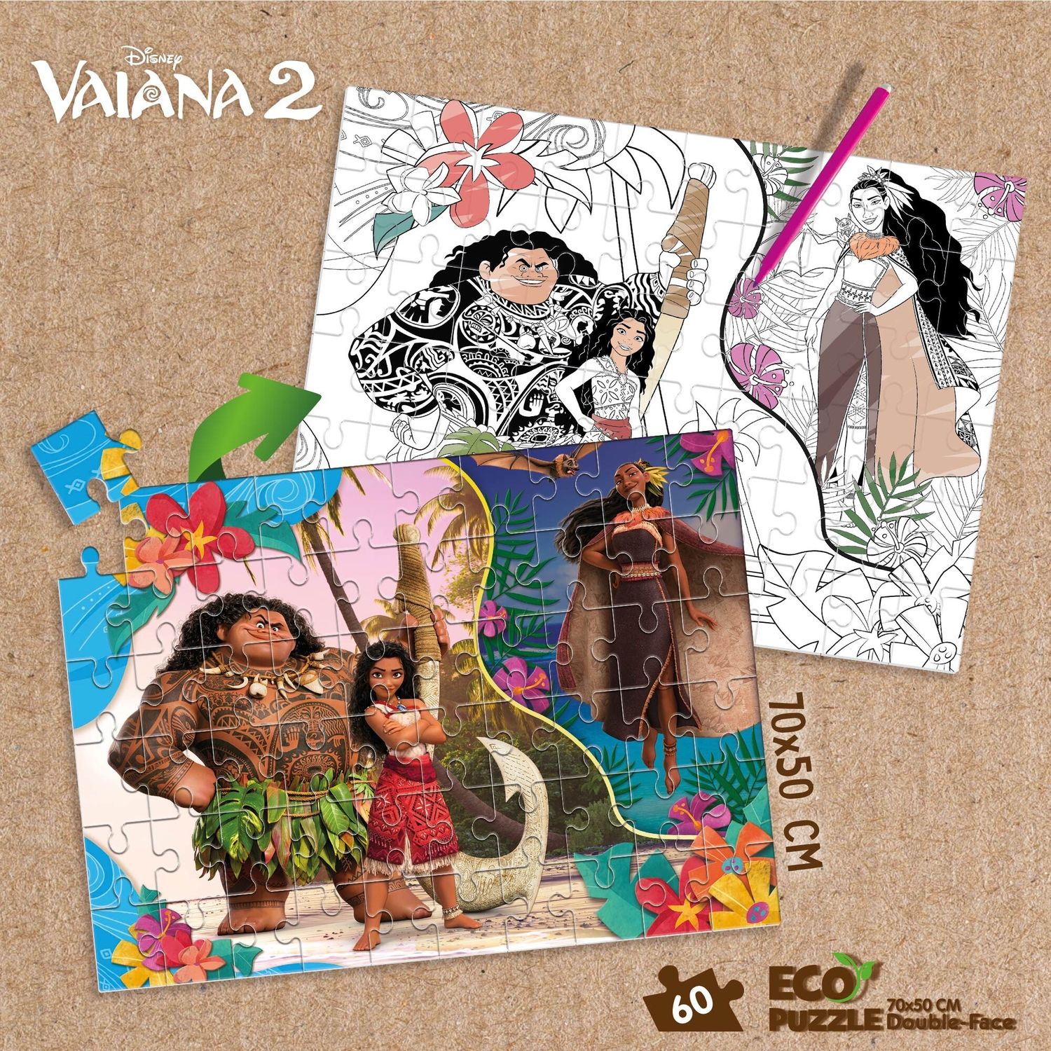 Eco-puzzle df 60 oceania 2 – puzzle ecologico con vaiana e avventure oceaniche - LISCIANI, Disney