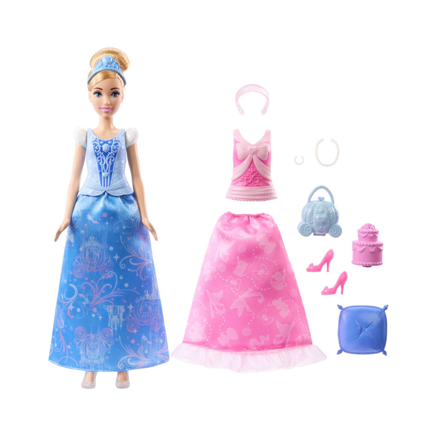 Mattel disney princess - cenerentola 2 storie in 1, bambola alla moda ispirata al film con 2 look intercambiabili - DISNEY PRINCESS