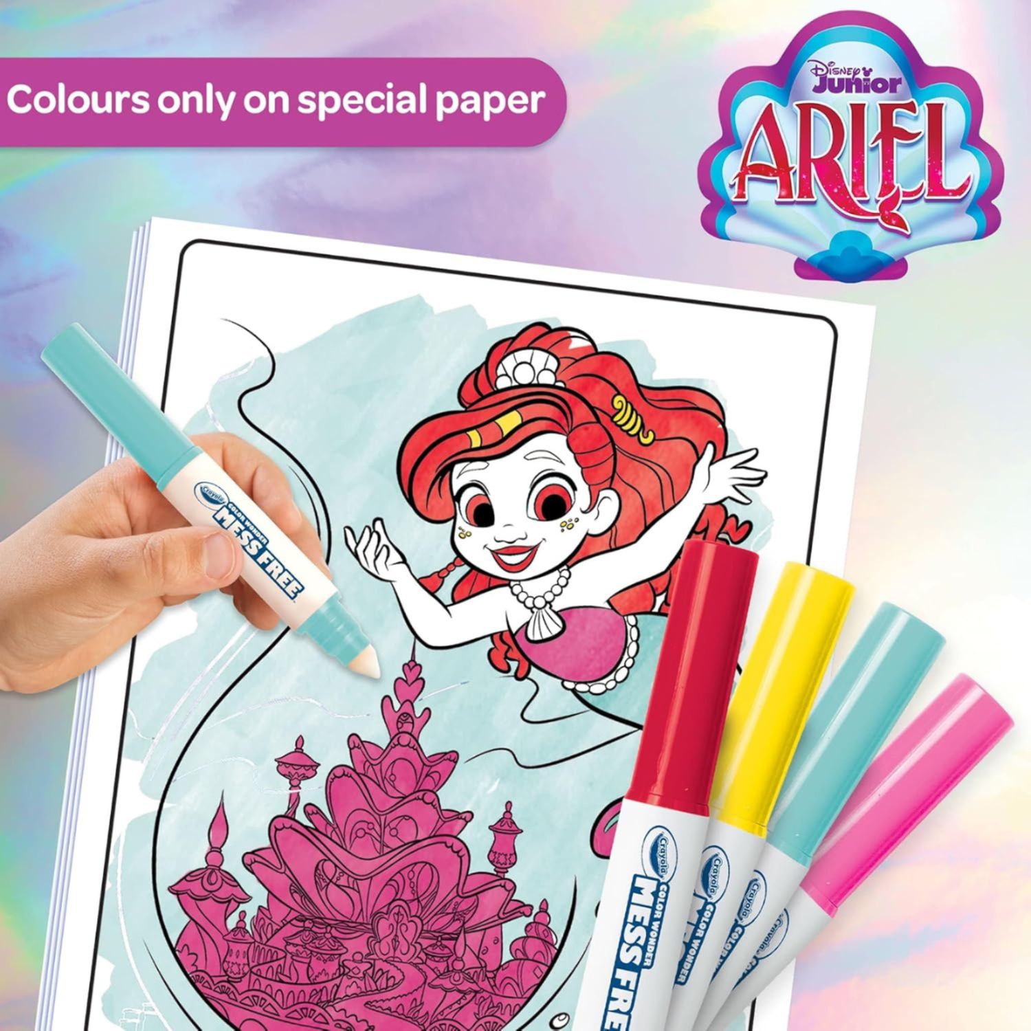 Color wonder, ariel set con 18 pagine da colorare e 4 pennarelli - CRAYOLA