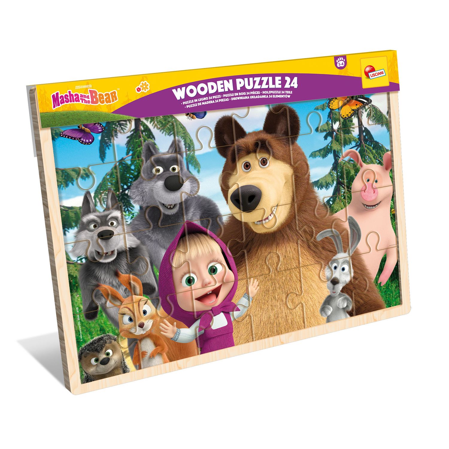 Masha puzzle in legno 24 pezzi – display da 6, perfetto per imparare giocando - LISCIANI, MASHA & ORSO