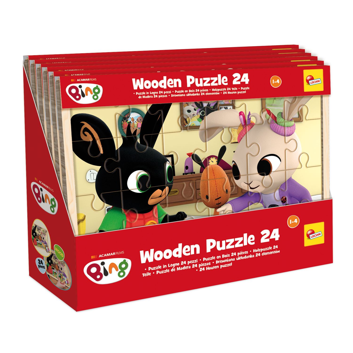 Bing puzzle in legno 24 pezzi – display da 6, apprendimento e divertimento - LISCIANI