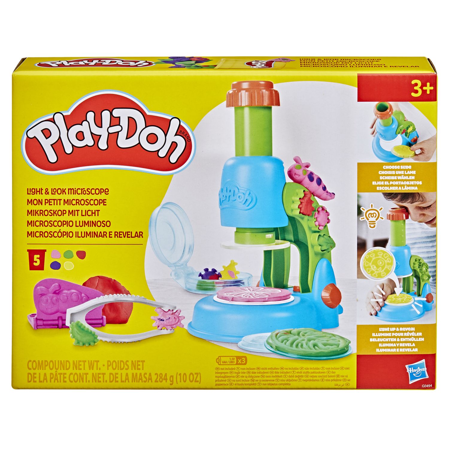 Play-doh microscopio delle meraviglie illumina l'esplorazione scientifica! include 9 accessori e 5 vasetti di pasta modellabile - PLAY-DOH