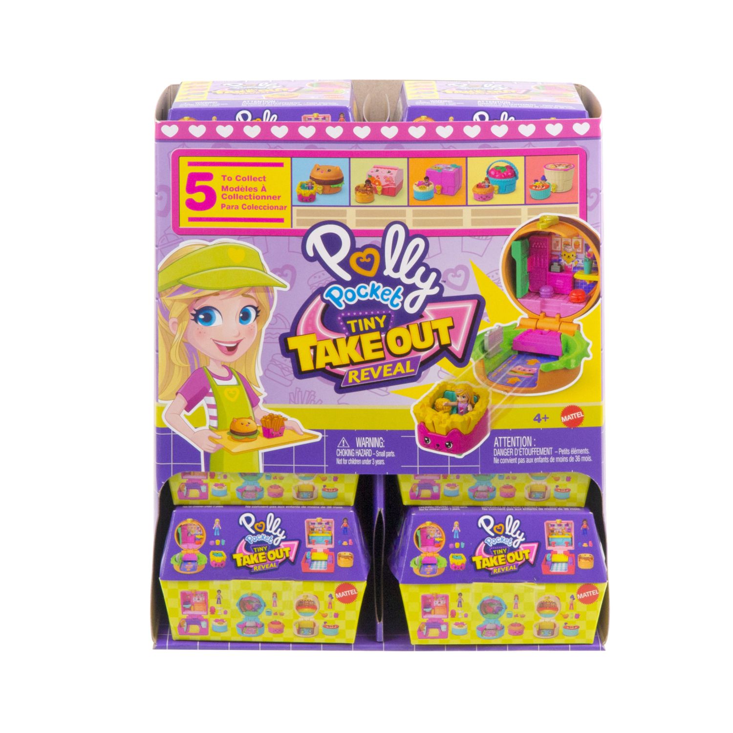 Polly pocket - tiny take out reveal, cofanetto a tema merenda con mini bambola, veicolo e quattro accessori - Polly Pocket