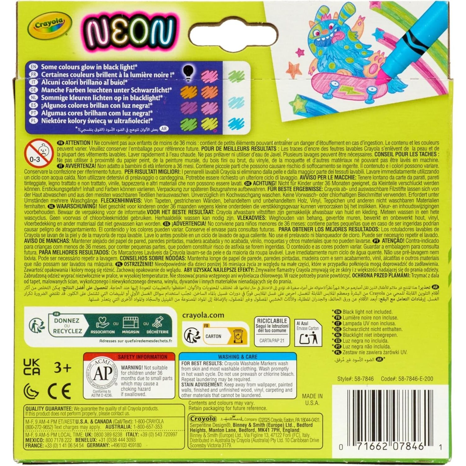 Crayola 10 pennarelli lavabili con maxi punta neon - CRAYOLA