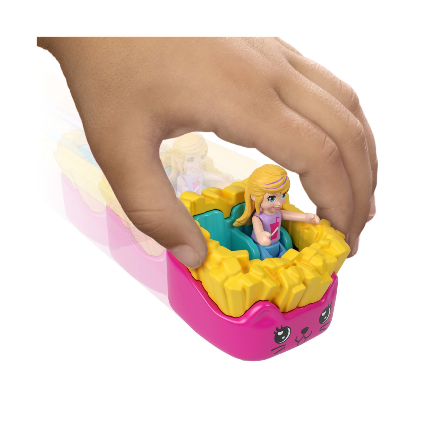 Polly pocket - tiny take out reveal, cofanetto a tema merenda con mini bambola, veicolo e quattro accessori - Polly Pocket