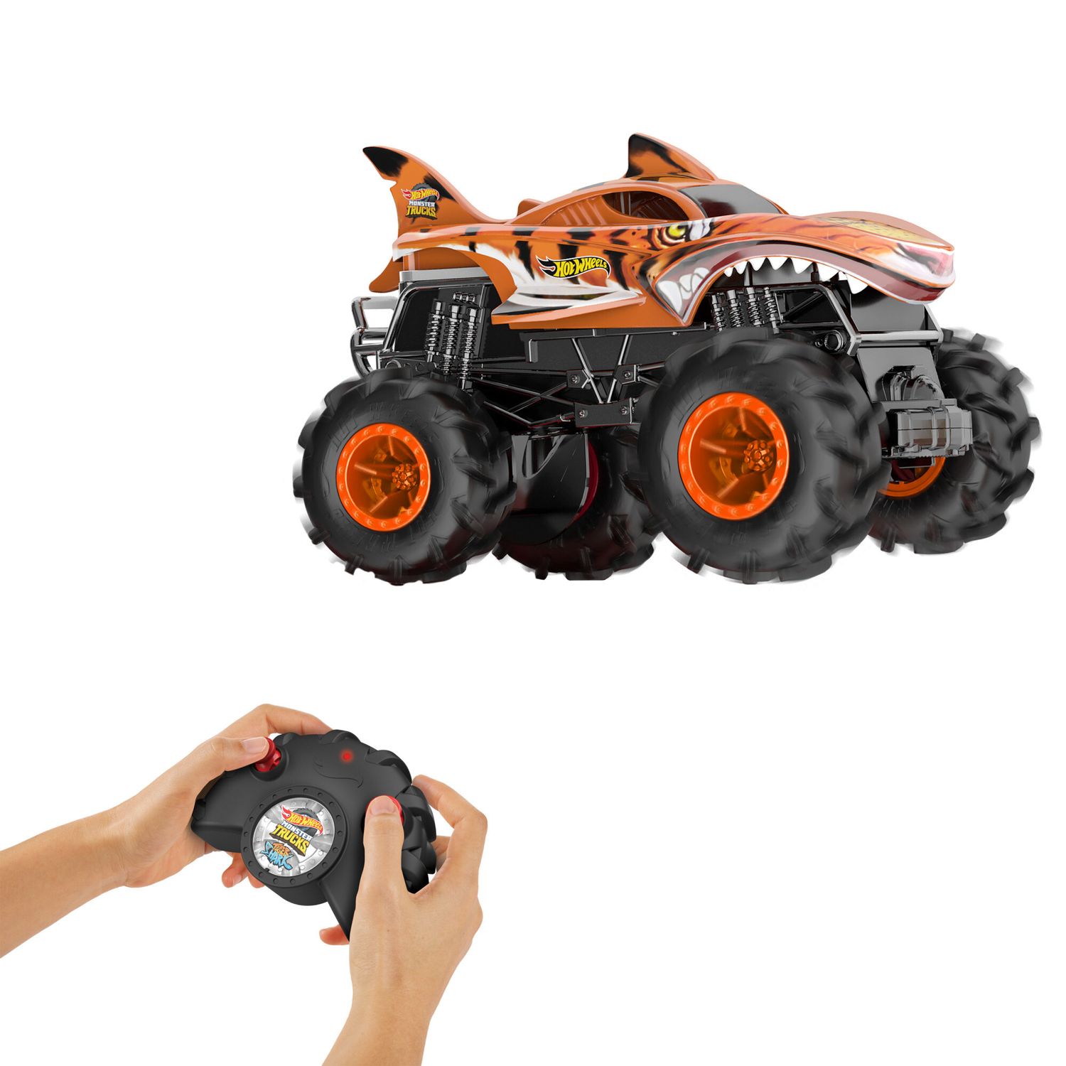 Hot wheels monster trucks - rhinomite r/c, camion radiocomandato in scala 1:64, pneumatici grip action inclusi - Hot Wheels