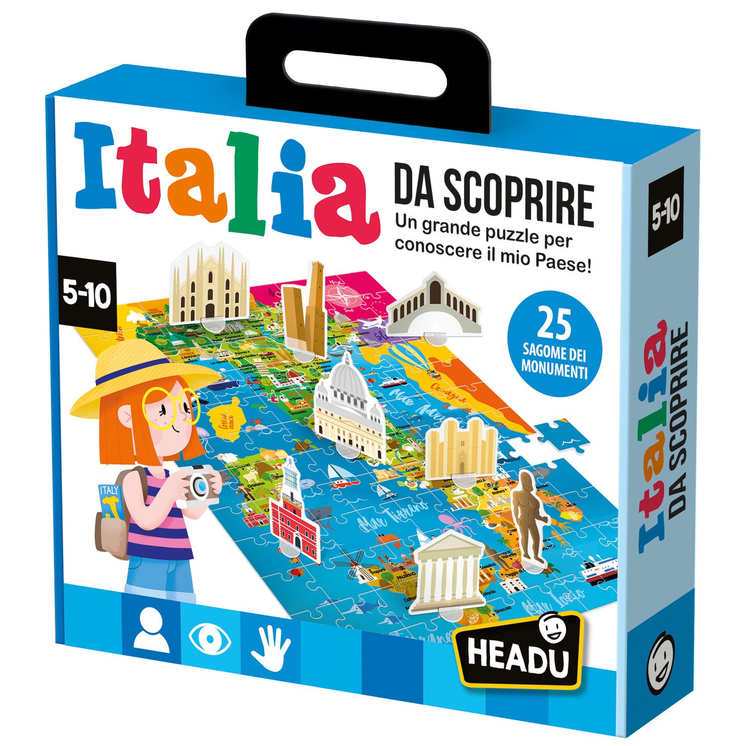 Italia da scoprire – puzzle educativo per conoscere l’italia giocando -5+ - headu - HEADU