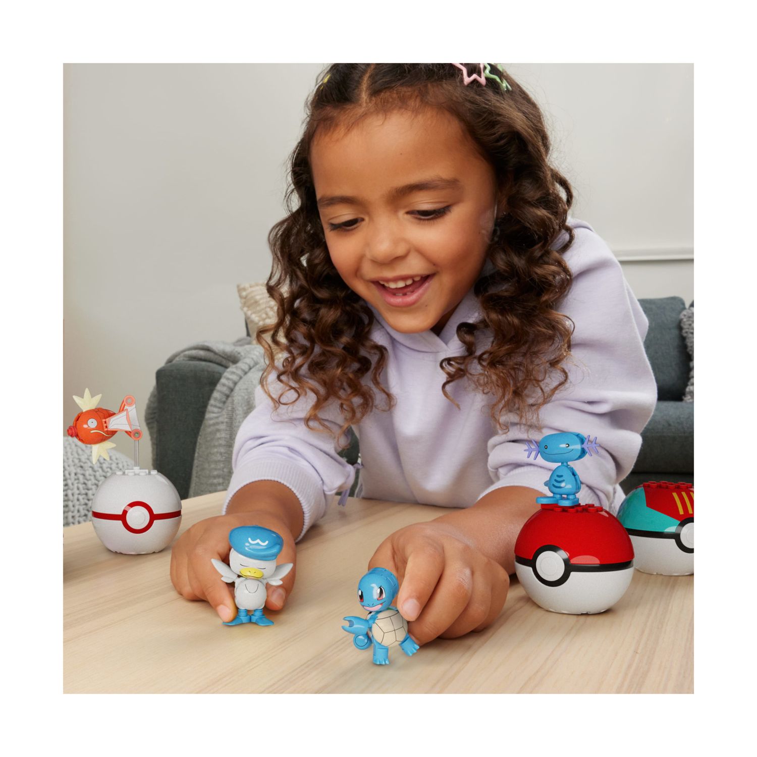 Mega pokémon - squadra di tipo acqua, set da costruire con 79 pezzi, include include 4 pokémon e 4 pokéball - POKEMON