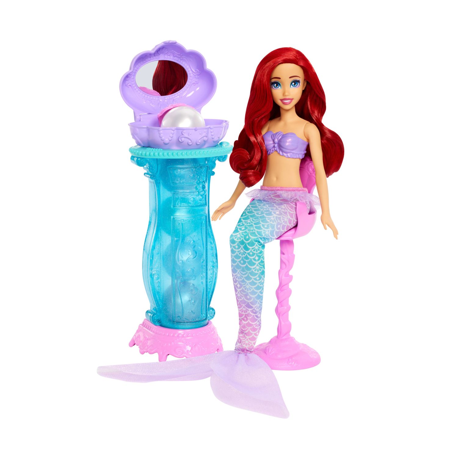 Mattel disney princess - ariel e la specchiera magica, set bambola con coda da sirena rimovibile e specchiera - DISNEY PRINCESS
