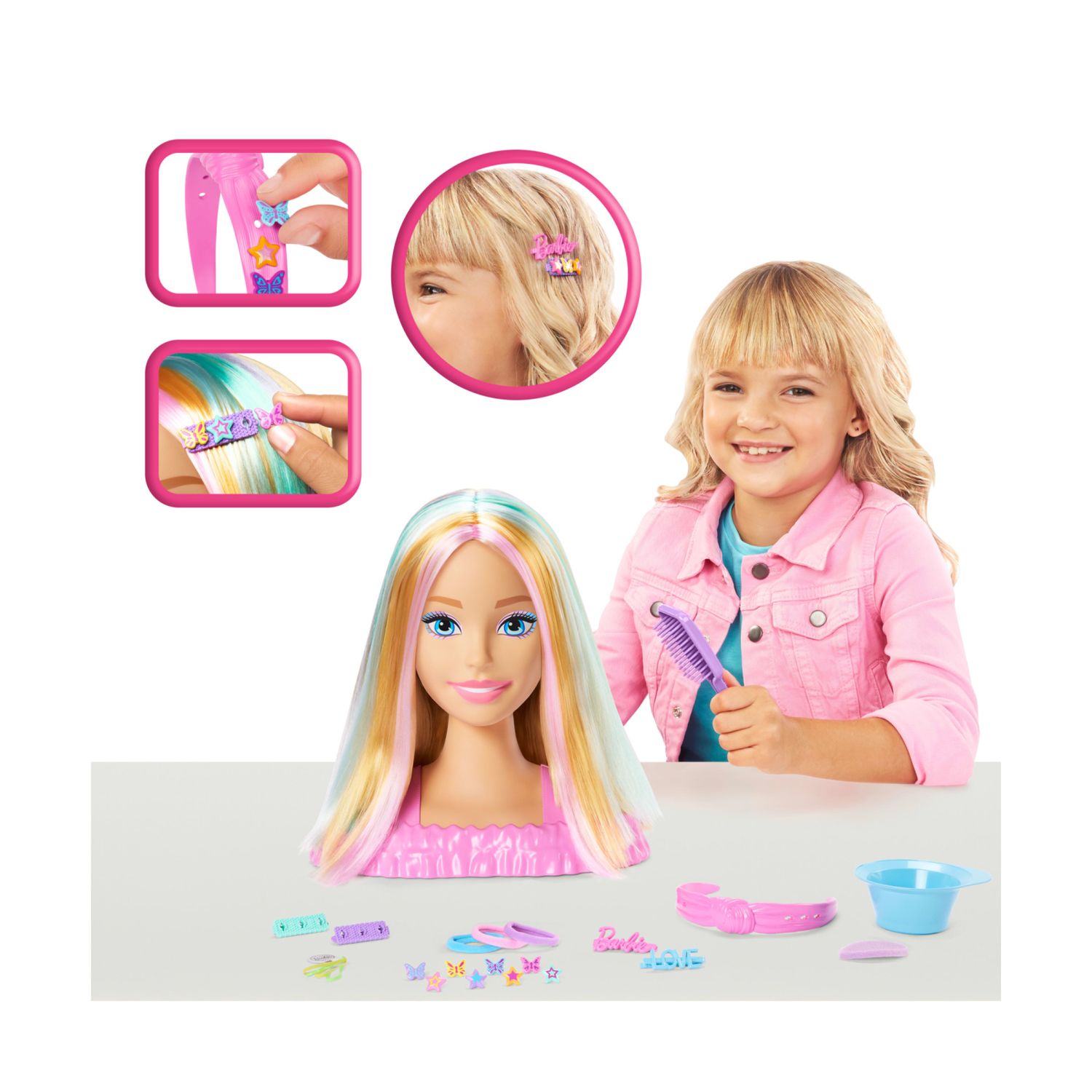 Barbie - testa pettinabile deluxe, capelli biondi con oltre 20 accessori per acconciature - Barbie