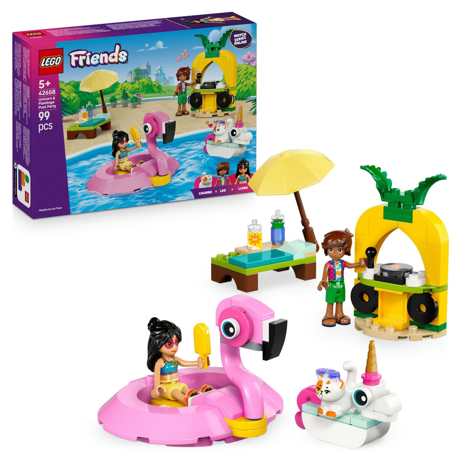 Lego friends 42658 pool party unicorno: 2 mini bamboline, gatto 5+ - LEGO FRIENDS, Lego