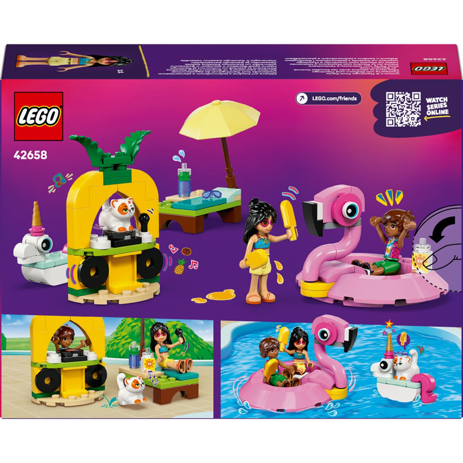 Lego friends 42658 pool party unicorno: 2 mini bamboline, gatto 5+ - LEGO FRIENDS, Lego