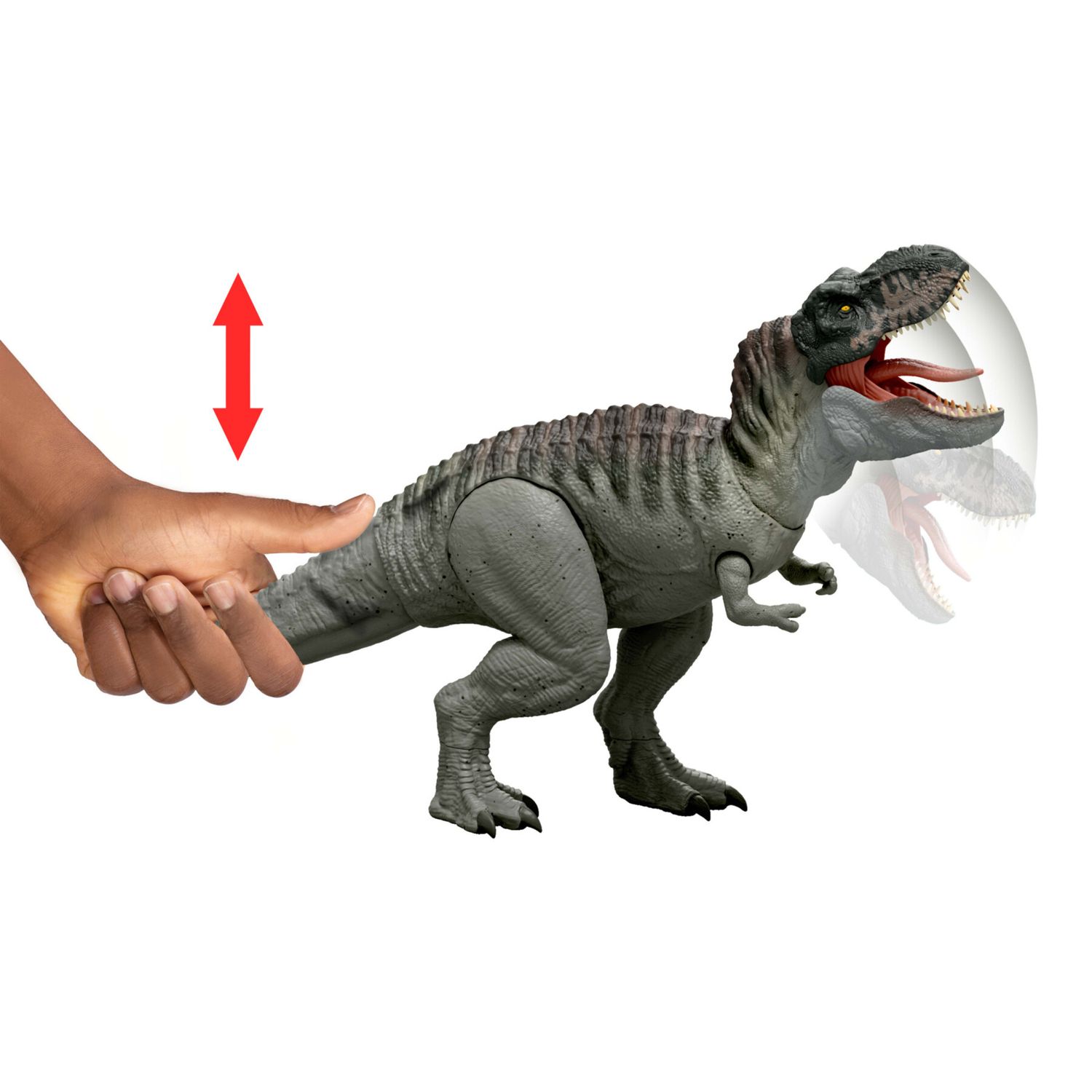 Mattel jurassic world la rinascita - divoratore giurassico, dinosauro con morso continuo e lingua attiva, luci e suoni inclusi - Jurassic World