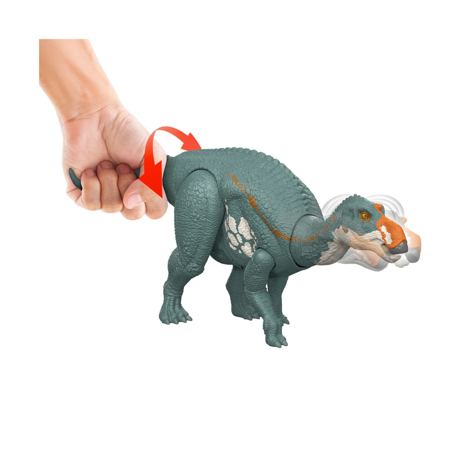Mattel jurassic world la rinascita - maiasaura ruggito selvaggio, dinosauro snodato con suoni, ruggito e attacco multidirezionale azionato con la coda - Jurassic World