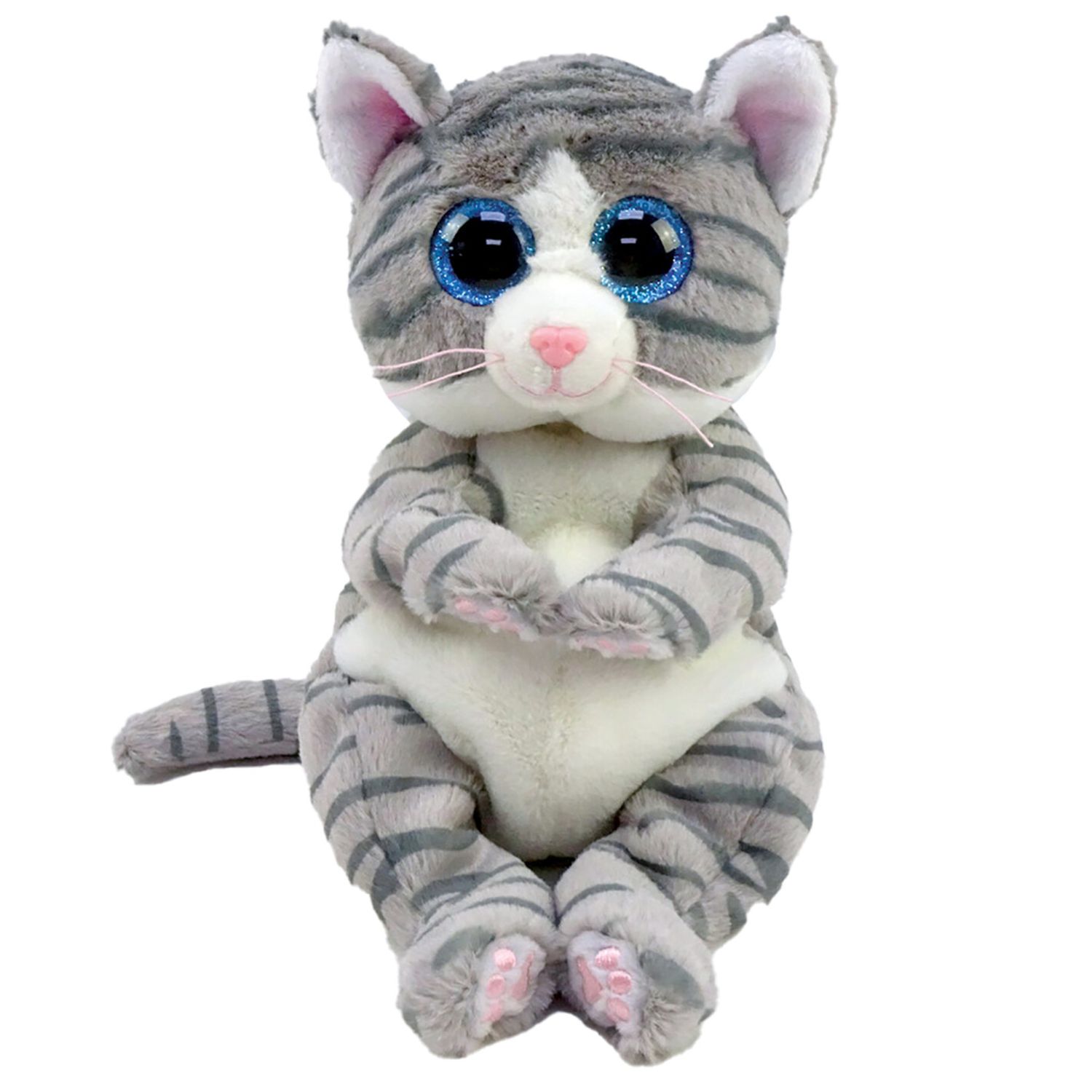 Ty beanie bellies - gatto - mitzi - grigio tigrato - occhi azzurri grandi e glitter - i peluche morbidi e coccolosi - 20 cm - 40597 - TY