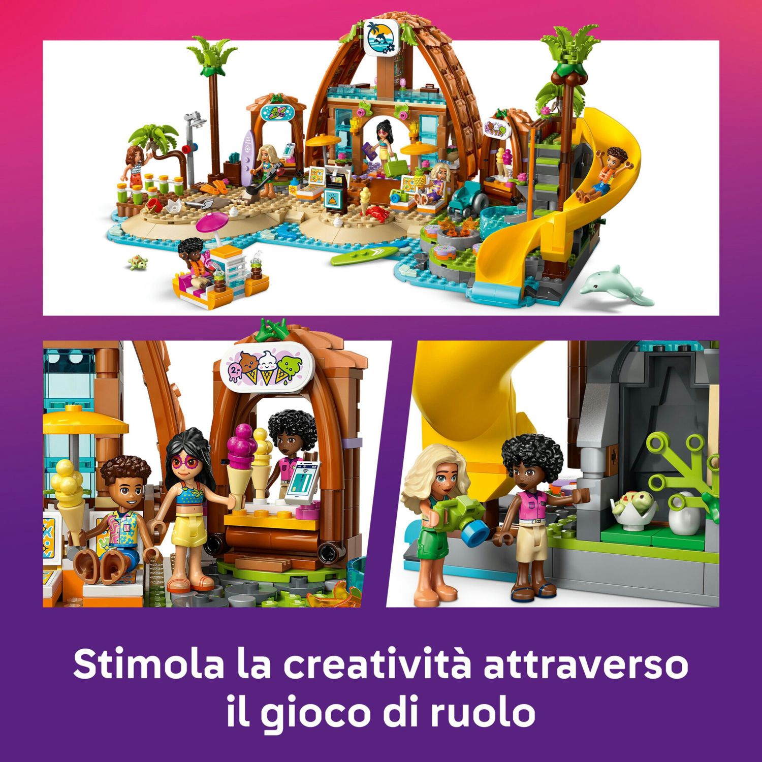 Lego friends 42673 vacanza beach resort: 6 mini bamboline 8+ - LEGO FRIENDS, Lego