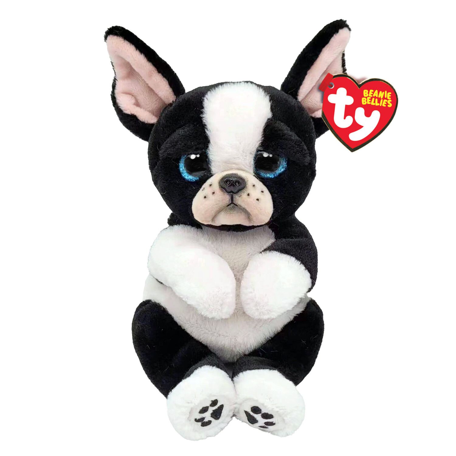 Tink il french bulldog con gli occhioni azzurri glitter, i coccolosi animaletti di peluche con il pancino morbido originali ty - 20 cm - t41054 - TY