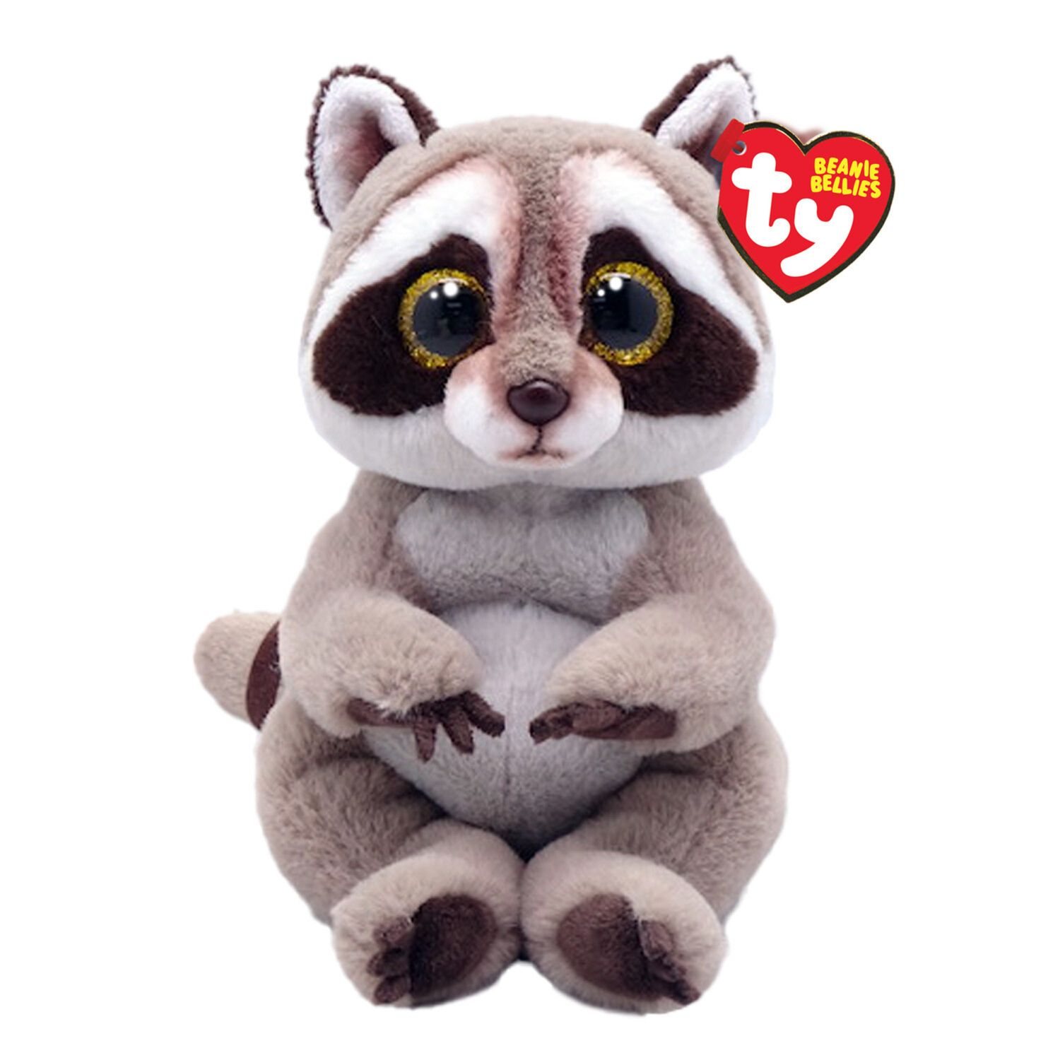 Petey il procione con gli occhioni dorati glitter, i coccolosi animaletti di peluche con il pancino morbido originali ty - 20 cm - t41284 - TY