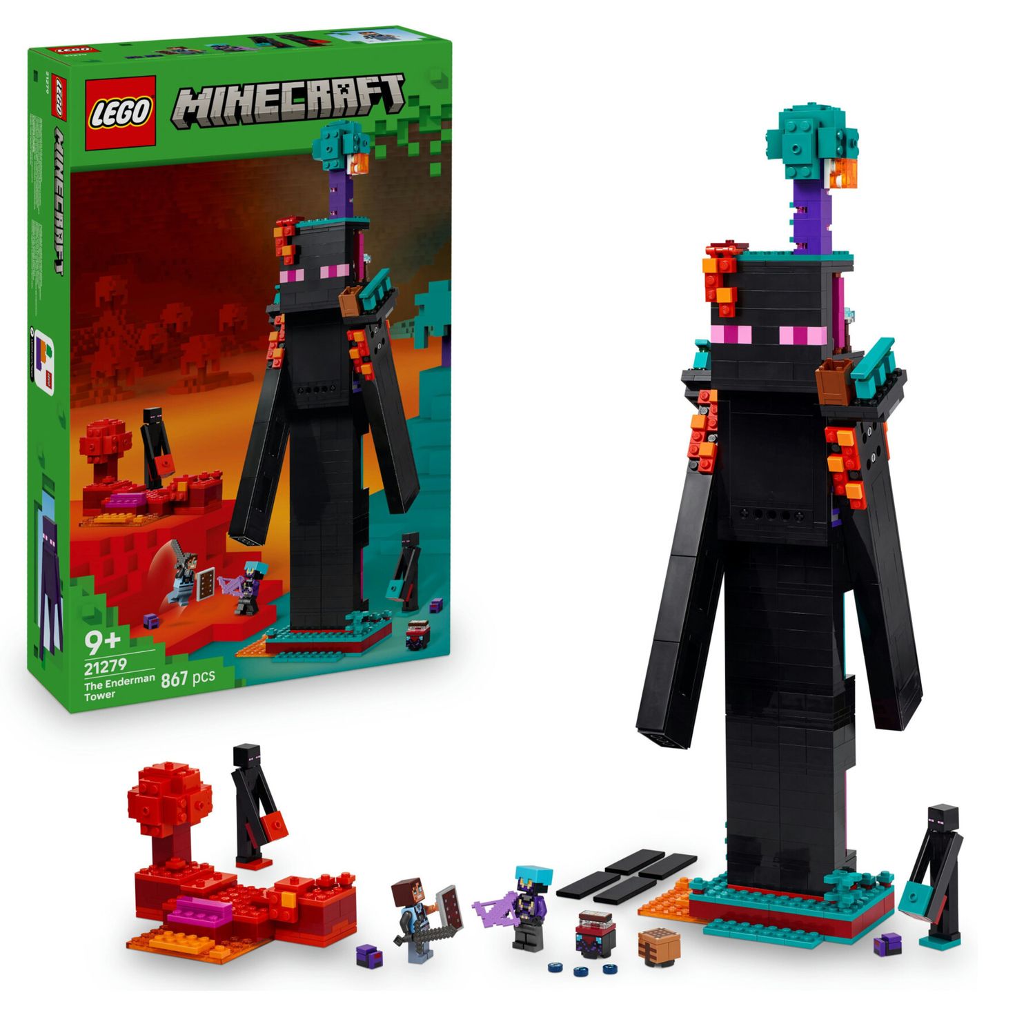 Lego minecraft 21279 2in1 torre enderman: modulare, 6 personaggi 9+ - Lego