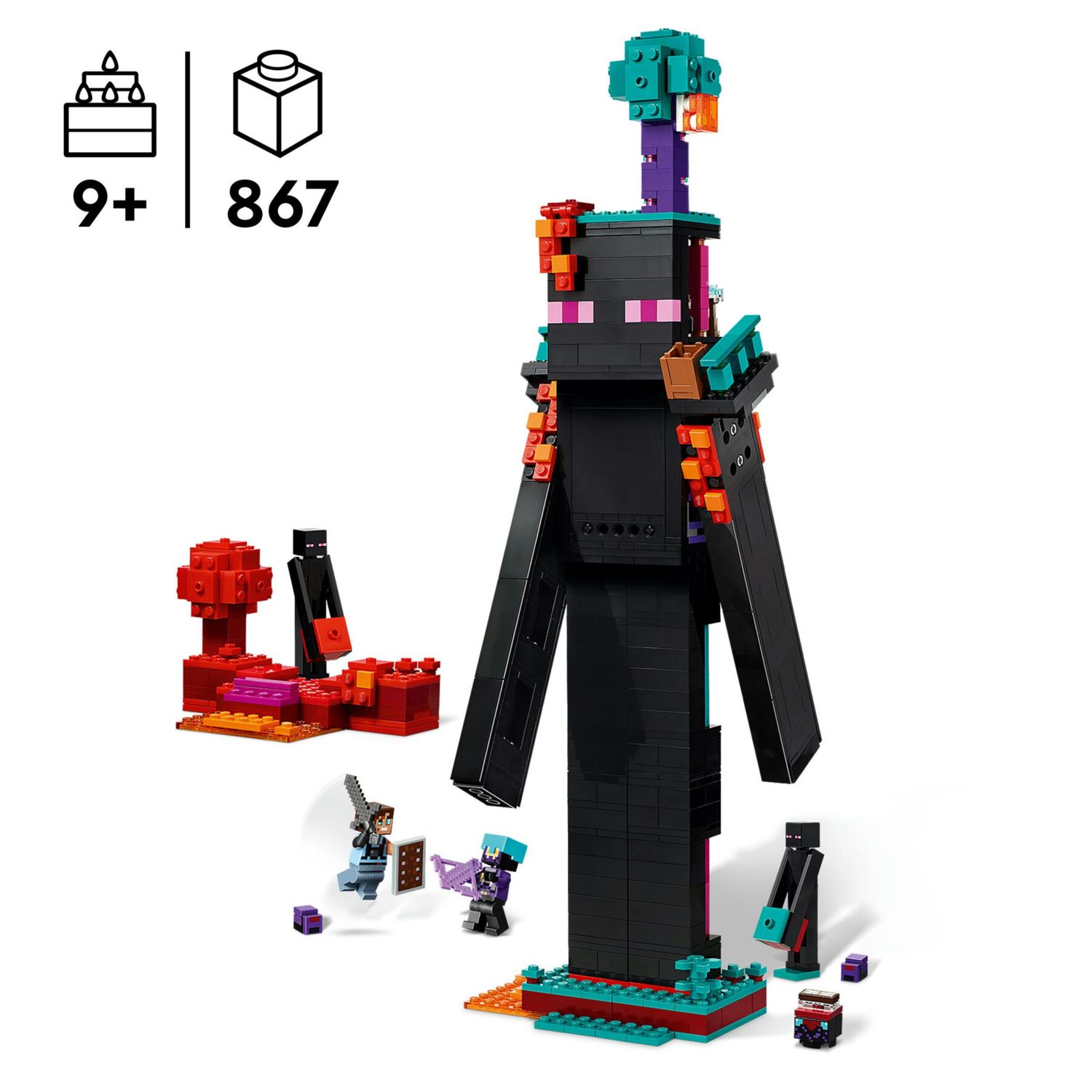 Lego minecraft 21279 2in1 torre enderman: modulare, 6 personaggi 9+ - Lego