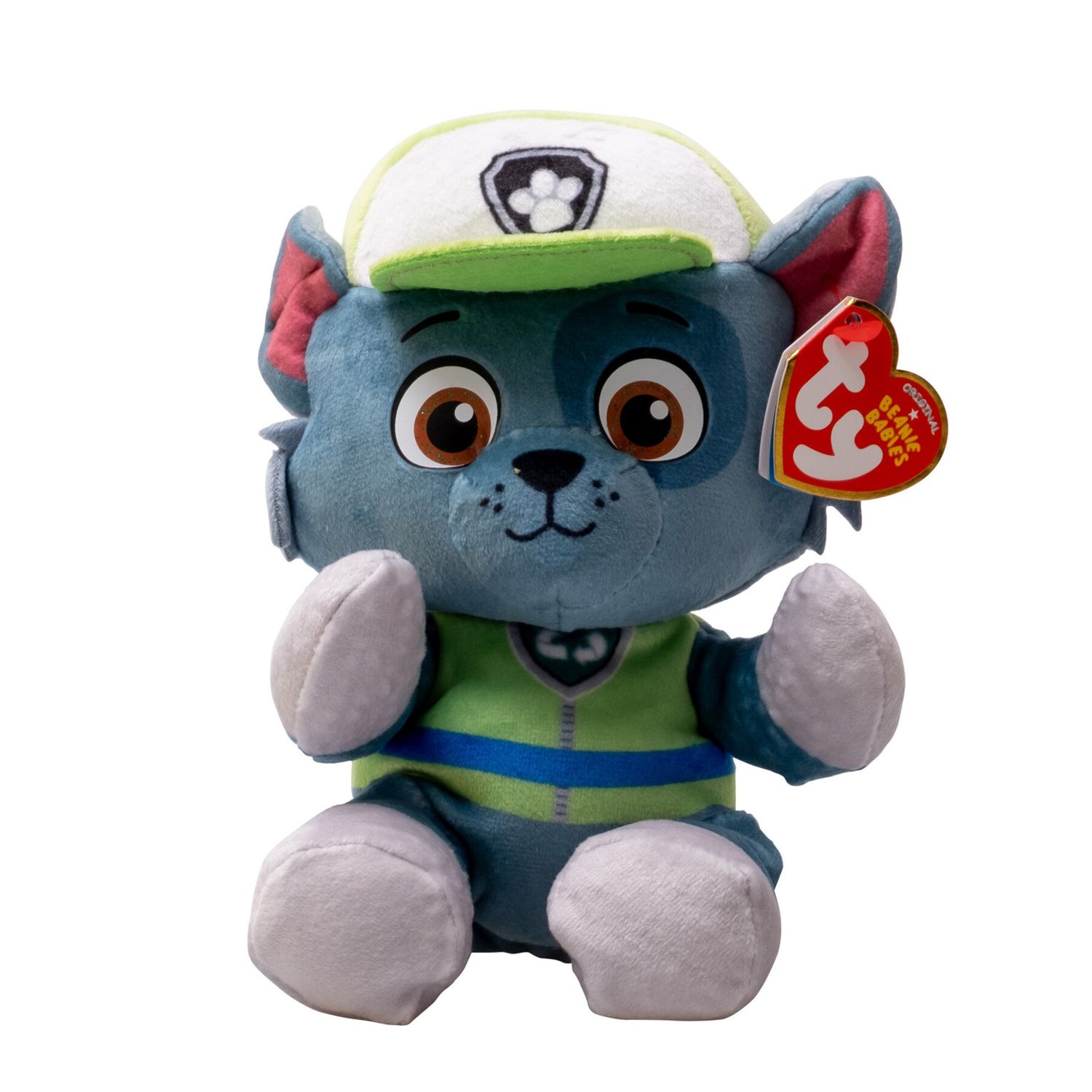 Ty - collezione paw patrol, rocky, tutti gli eroi della squadra dei cuccioli in versione floppy, morbido peluche da collezionare- 20 cm - t44019 - TY, Paw Patrol