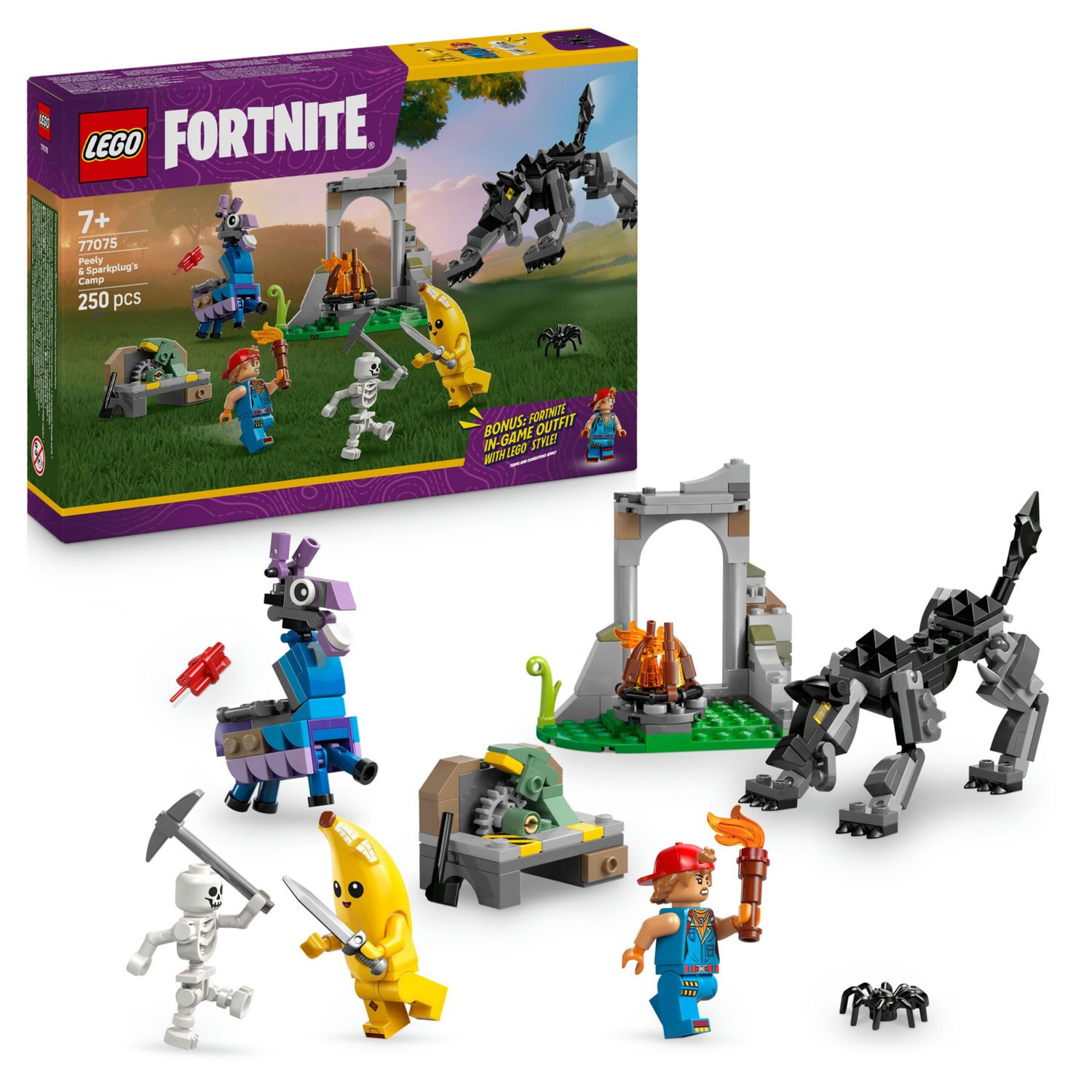 Lego fortnite 77075 campo bananita starter: 3 minifigure, gaming 7+ - Lego