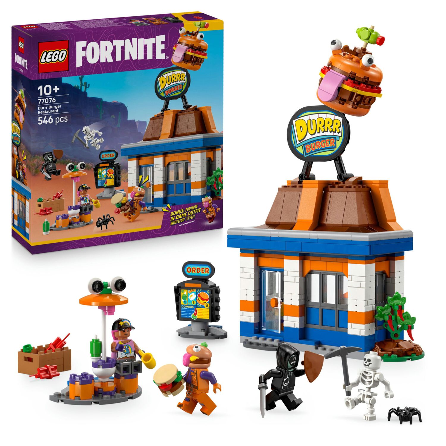 Lego fortnite 77076 ristorante durrr burger: 3 minifigure, gaming 10+ - Lego