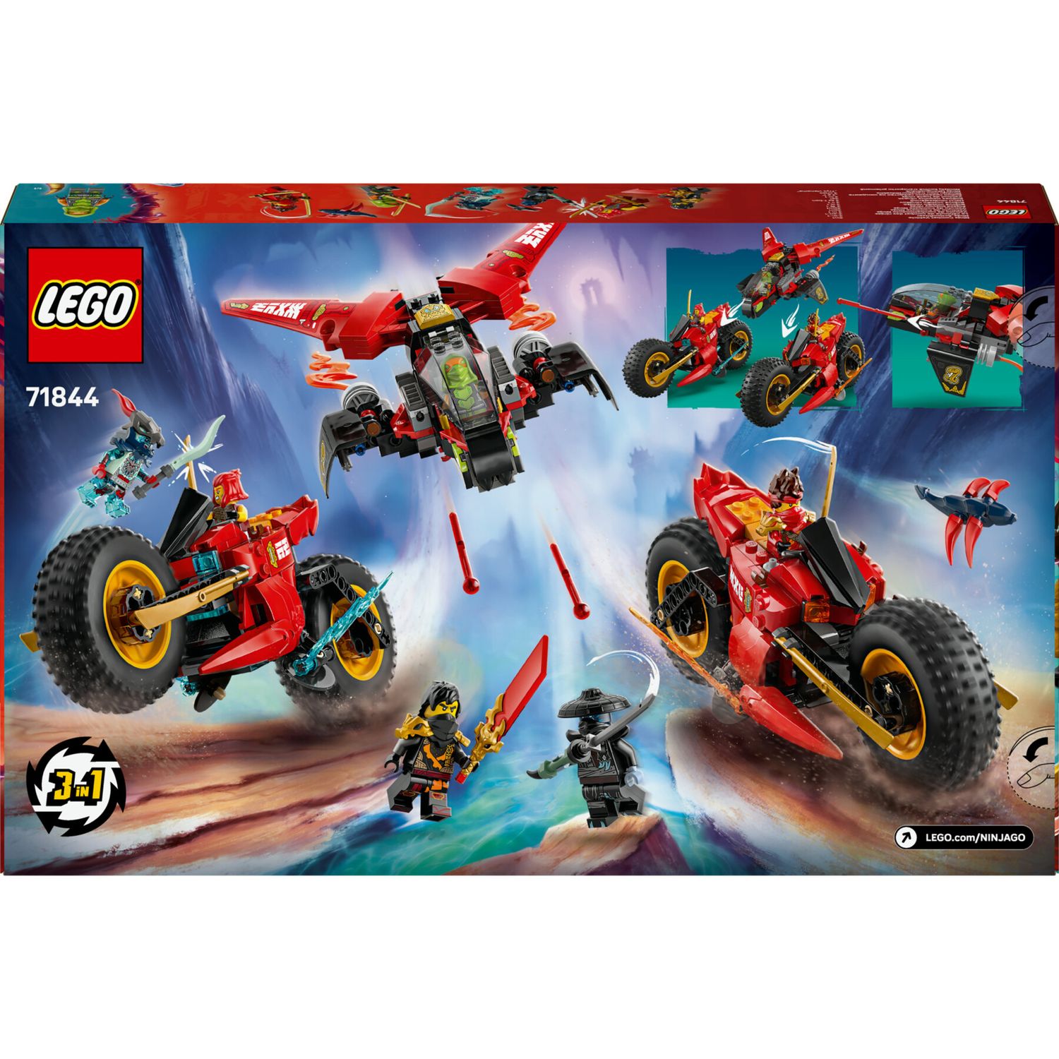 Lego ninjago 71844 veicolo combattimento ninja: 2 moto, aereo, 6 minifigure 8+ - LEGO NINJAGO, Lego