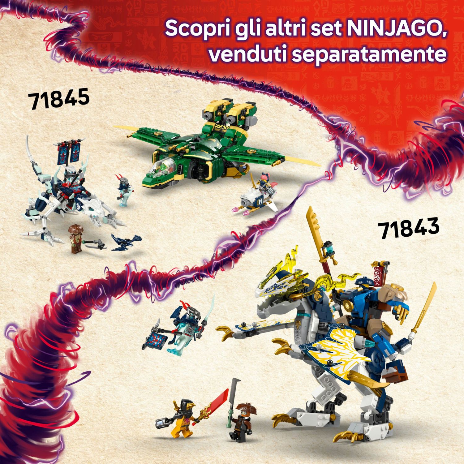 Lego ninjago 71844 veicolo combattimento ninja: 2 moto, aereo, 6 minifigure 8+ - LEGO NINJAGO, Lego