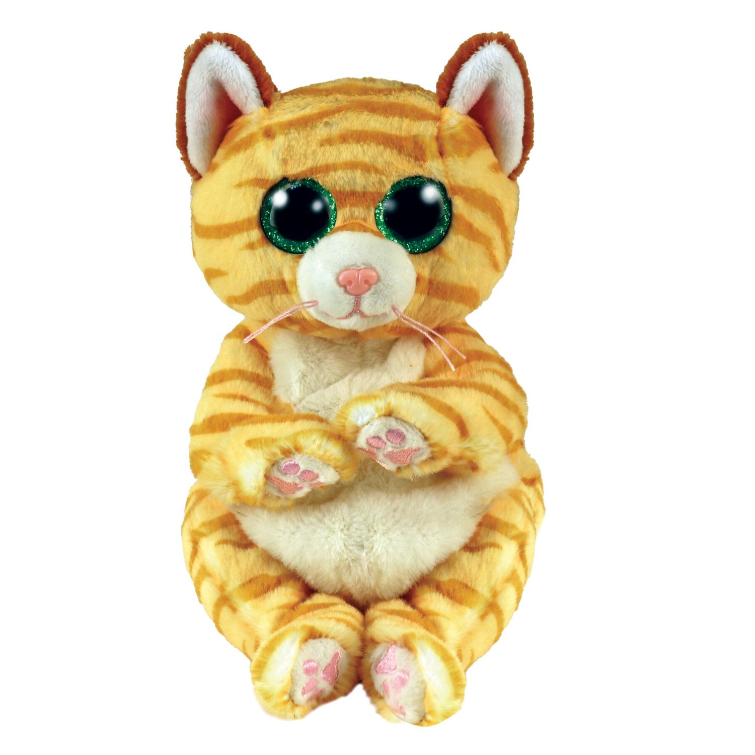 Ty beanie bellies - gatto - mango - arancione - gattino con occhioni verdi glitter - i peluche morbidi e coccolosi - 20 cm - 40550 - TY