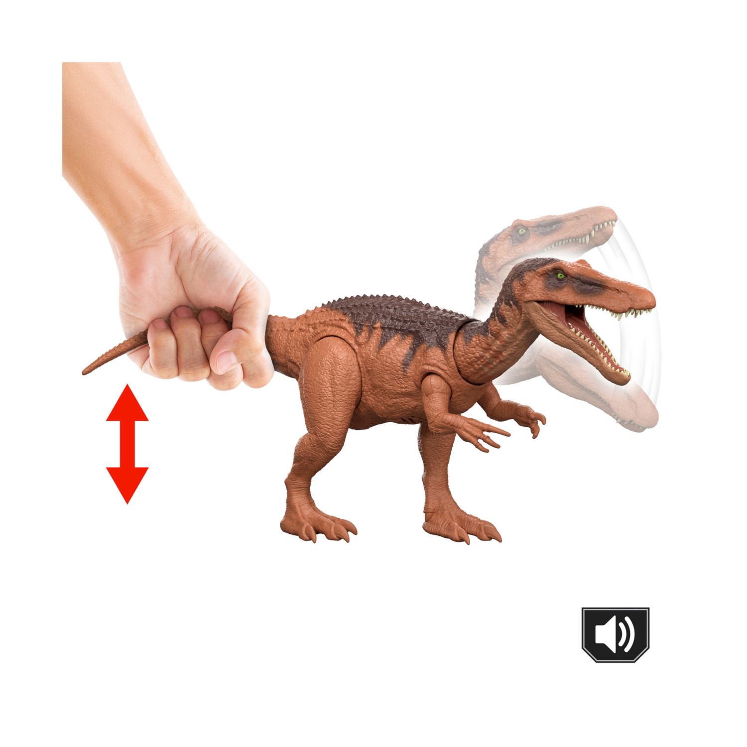Mattel jurassic world la rinascita - baryonyx ruggito selvaggio, dinosauro snodato con suoni, ruggito e attacco multidirezionale azionato con la coda - Jurassic World