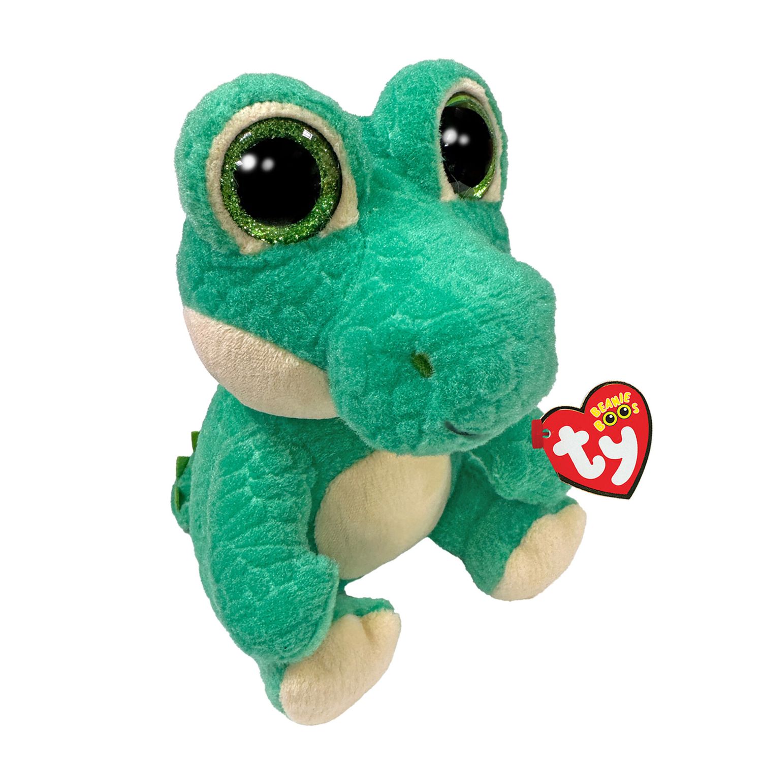 Ty beanie boos - ernie l'alligatore con occhi verdi grandi e glitter, il peluche con gli occhi grandi scintillanti - 15 cm - t37373 - TY